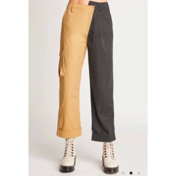 Choosy Khaki/Black Two Tone Pants Size 0 NWT - Picture 1 of 5